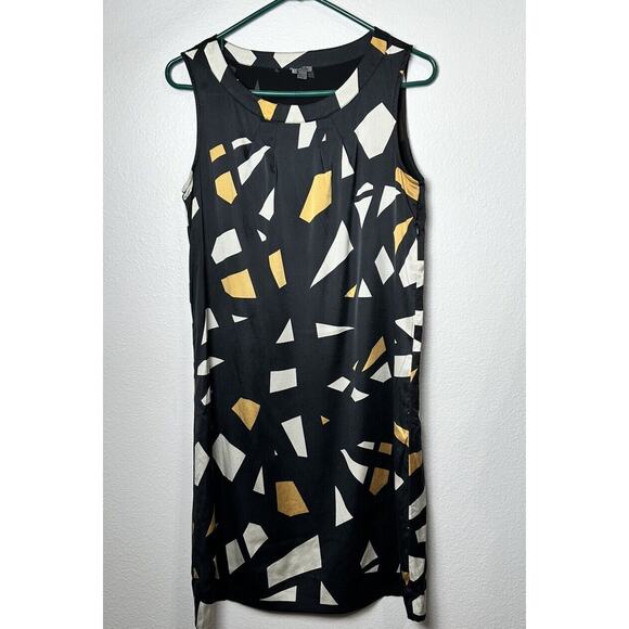 PREMISE Women’s Black Gold Silk Blend Mini A-Line Dress Stretch Size Small # 649 - Picture 1 of 3